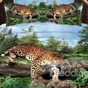 Cheetah And Green Tree Print 4 Piece Duvet Cover Sets/Bedding Sets