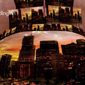 Morden City in the Dusk with High Buildings and Large Mansions Print 4 Piece Bedding Sets/Duvet Cover Sets