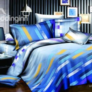 New Arrivals Modern Style Flowing Colorful Lines 4 Pieces Bedding Sets