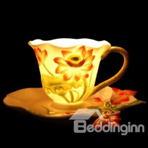 Creative European Enamel Lotus Porcelain Coffee Cup