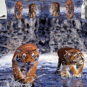 Amazing Lifelike Tiger in Water 3D Print 4-Piece Bedding Sets/Duvet Cover Sets