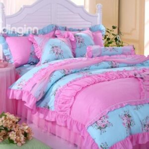Beautiful Little Flower Print Princess Style 4 Piece Bedding Sets/Duvet Cover Sets
