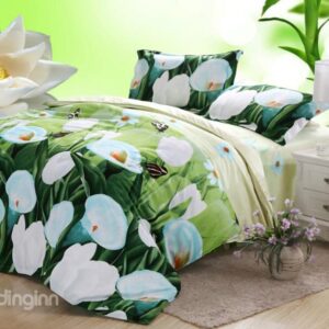 High Quality Elegant Calla Lily Print 4 Piece Bedding Sets