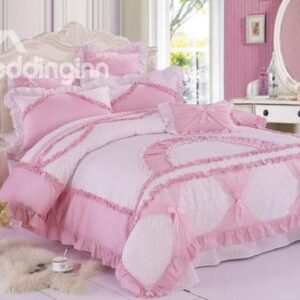 Sweet Pink Color Cute Pricess Style Bedding Sets 4 Piece Duvet Cover Sets