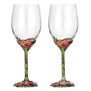 Colored Enamel crystal Goblet Red Wine Glass/2 Pieces
