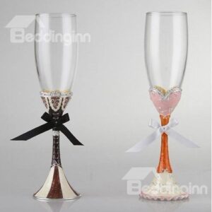 Great Gift Idea for Wedding Crystal Enamel Red Wine Goblet/2 Pieces