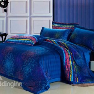 New Arrival Super Soft Luxury Superfine Fiber Blue 4 Piece Bedding Sets