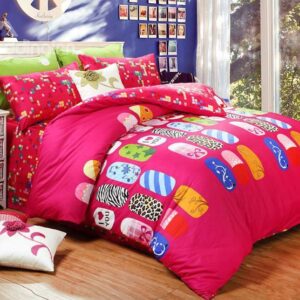 Fashion nail designs Print 4 Piece Pink Bedding Sets