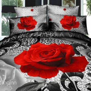 Sexy Big Roses Print 4 Piece Bedding Sets/Duvet Cover Sets