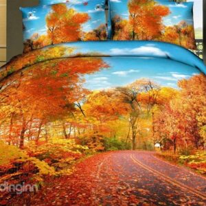 Beautiful Autumn Scene with Fallen Leaves 4 Piece Bedding Sets
