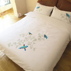 New Arrival Handmade Embroidery Bird Theme All Cotton 4 Piece Bedding Set