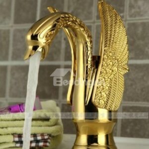 Elegant Design Luxury Swan Golden Bathroom Basin Faucet