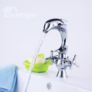 Amazing Dolphin Shape Pure Brass 2-Handle Bathroom Faucet