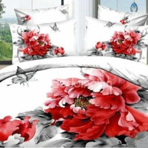 New Arrival High Quality 100% Cotton Peony Rose Butterfly 4 Piece Bedding Sets