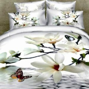 New Arrival High Quality Ink Printing Begonia Flower Butterfly 4 Piece Bedding Sets
