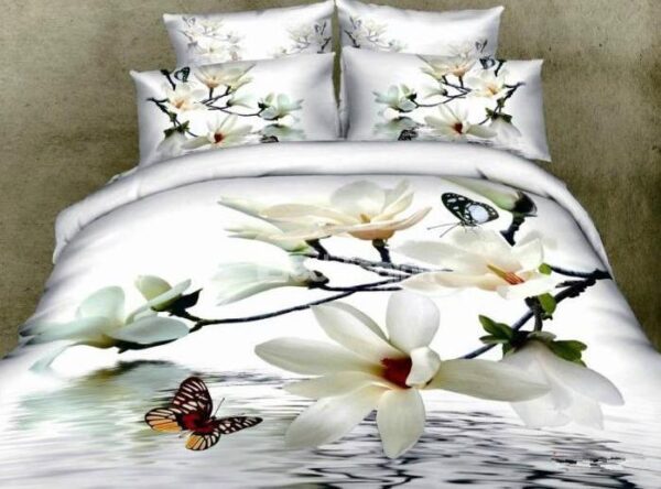 New Arrival High Quality Ink Printing Begonia Flower Butterfly 4 Piece Bedding Sets