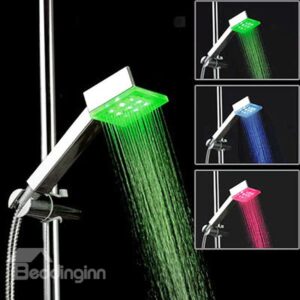 Creative 3 Color LED Rainfall Shower Head Faucet Changing Color by Temperature