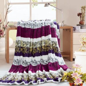 Fashionable Purple Vines Pattern Air Conditioning Thick Flannel Blanket