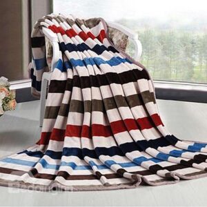 New Arrival High Quality Colorful Stripe Air Conditioning Thick Flannel Blanket