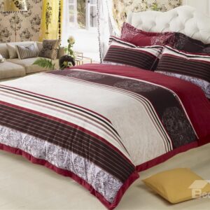 Elegant stripe Print Sandedcloth material 4 Piece bedding Sets