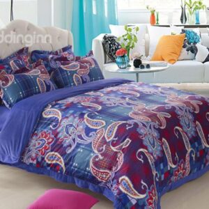 Fashionable Artistic Pattern Print Sandedcloth material 4 Piece bedding Sets