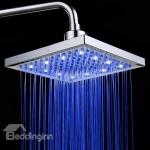 8 Inches Temperature Control LED Changing Color Pure Copper Shower Head faucet