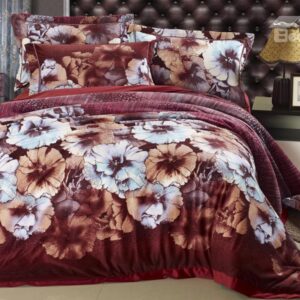Big Elegant Flower Print Red 4 Piece Bedding Sets/Duvet Cover Sets
