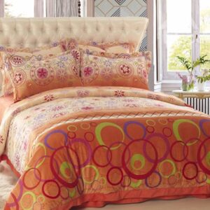 Warm Tone with Fashion Pattern Print Sandedcloth material 4 Piece bedding Sets