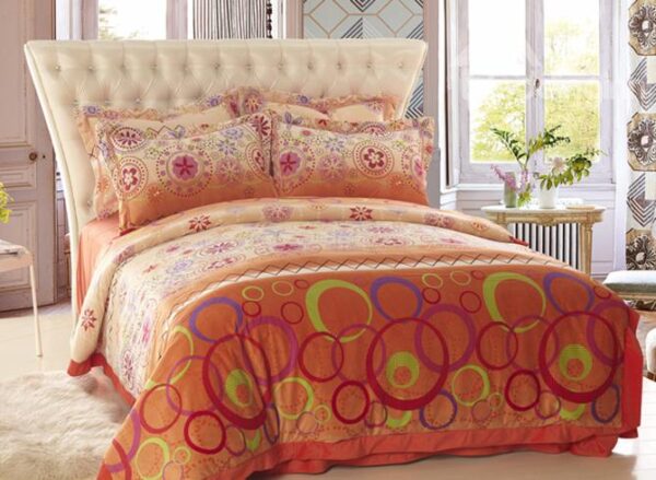 Warm Tone with Fashion Pattern Print Sandedcloth material 4 Piece bedding Sets