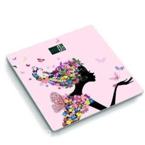 Pink Theme Beauty and Butterfies Pattern Bathroom Weight Scale