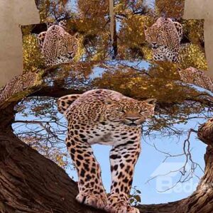 Cheetah Standing on a Tree Print 4 Piece Bedding Sets
