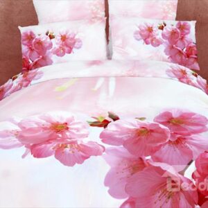 Lovely Pink Plum Blossom Print 4 Piece Bedding Sets/Duvet Cover Sets