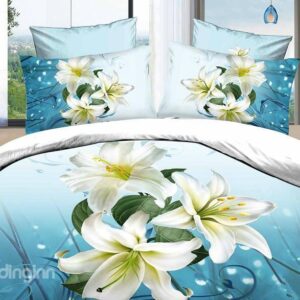 3D High Quality Fragrant lily 4 Piece Bedding Sets