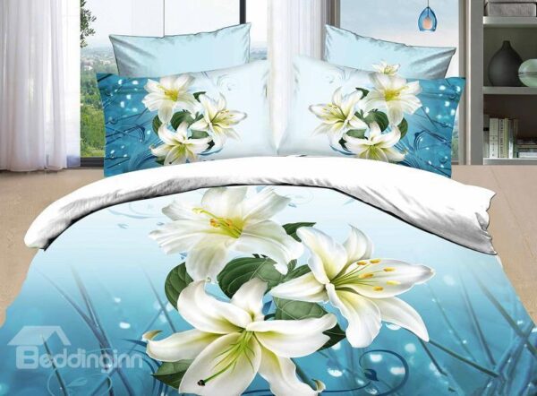 3D High Quality Fragrant lily 4 Piece Bedding Sets