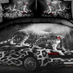 Sexy Leopard Car Print Fashion 4-Piece Cotton Duvet Cover Sets