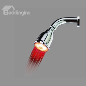 Fashion LED Rainfall Shower Head faucet with Copper Pole Changing Color by Temperature