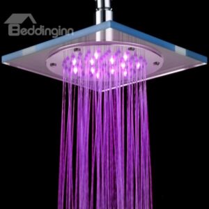 8 Inches New Arrival LED Rainfall Shower Head Faucet Changing Colors by Temperature