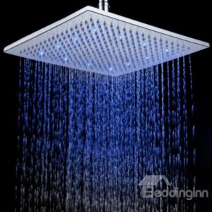 Luxury 12 Inches LED Rainfall Shower Head Faucet Changing Colors by Temperature