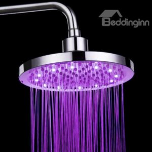 Circular LED Shower Head Faucet Changing Color by Temperature