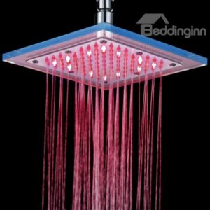 New 8 Inches LED Changing Color Pure Copper Shower Head Faucet