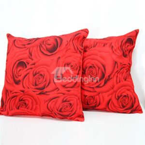 New Arrival Square Red Roses Sofa Throw Pillowcase /Cushion Sham