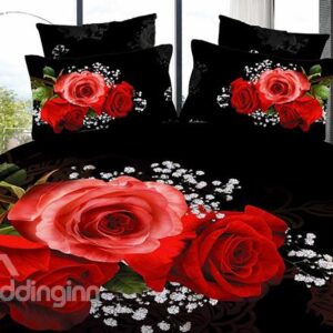 New Arrival Gorgeous Red Rose 4 Piece Bedding Sets