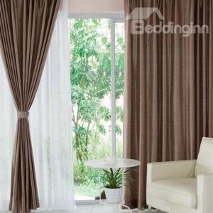 Coffee Two- piece Polyester Cotton Living Room & Bedroom Curtain