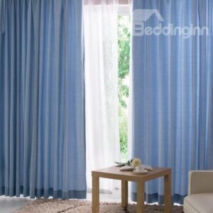 Eco-Fine Polyester Cotton Made One Piece Eco- Friendly Modern Blue Curtain