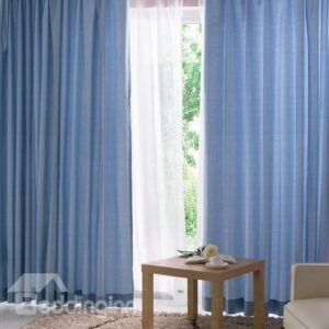 Eco-Fine Polyester Cotton Made Two Piece Eco- Friendly Modern Blue Curtain