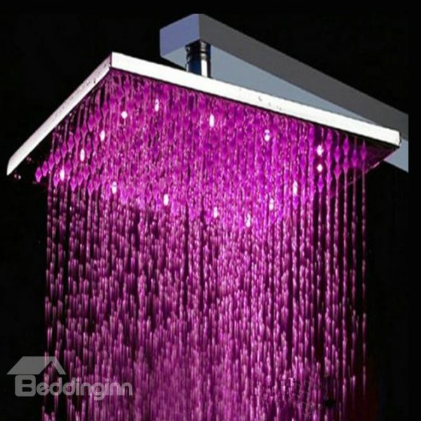 12 Inches Temperature Control LED Changing Color Pure Copper Shower Head Faucet