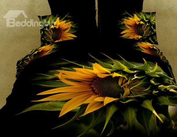 New Arrival High Quality 100% Cotton Blooming Sunflower 4 Piece Bedding Sets