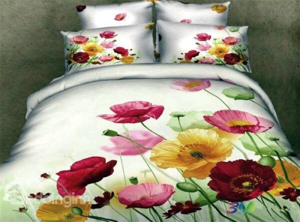 Magnificent Poppy Flower 4 Piece Cotton Bedding Sets