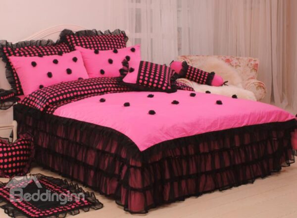 New Arrival Princess Style Rose Lace 4 Piece Bedding Sets/Duvet Cover Sets