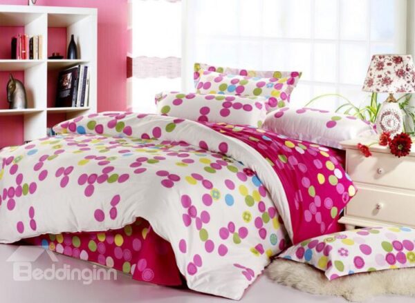 Popular Lovely circles with Flower Print 4 Piece Bedding Sets